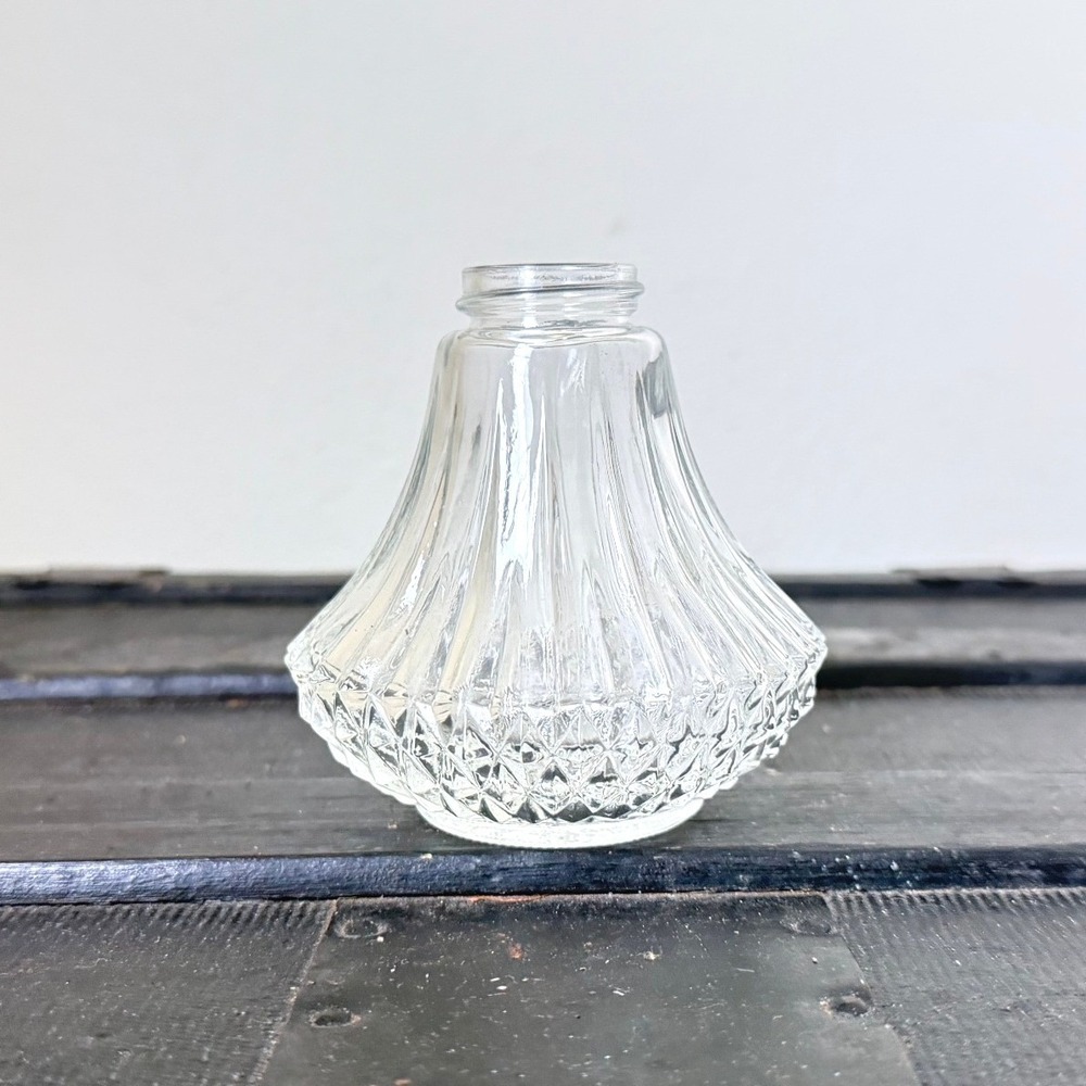 Vintage Lamplight Farms Clear Pressed Glass Oil Lamp Base Diamond Ribbed CSGB